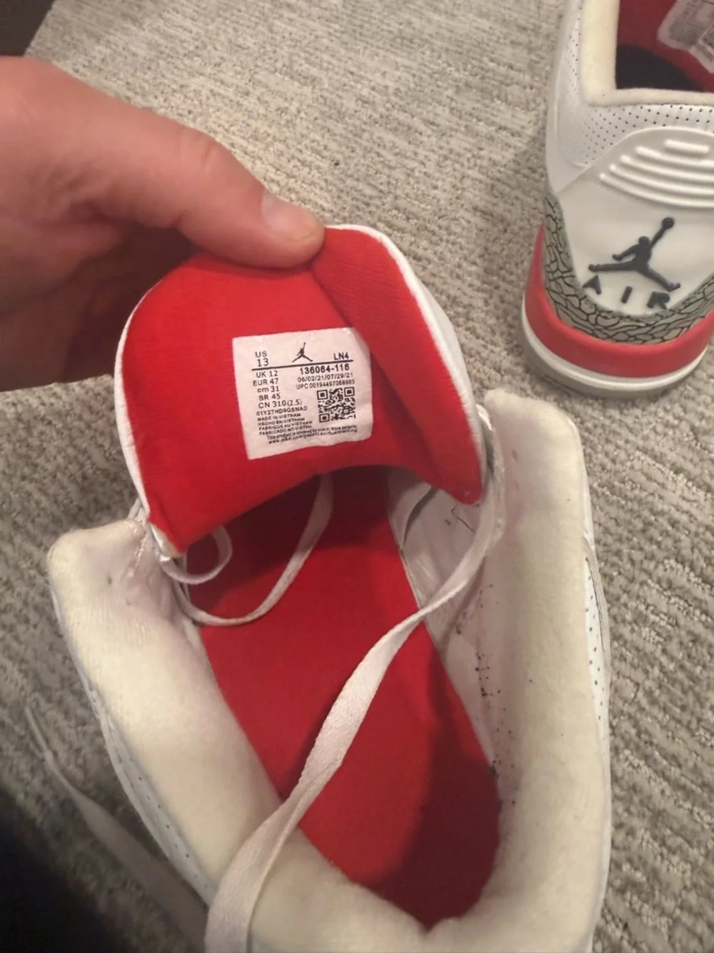 Jordan Men’s White Red Gray Retro Basketball Shoes